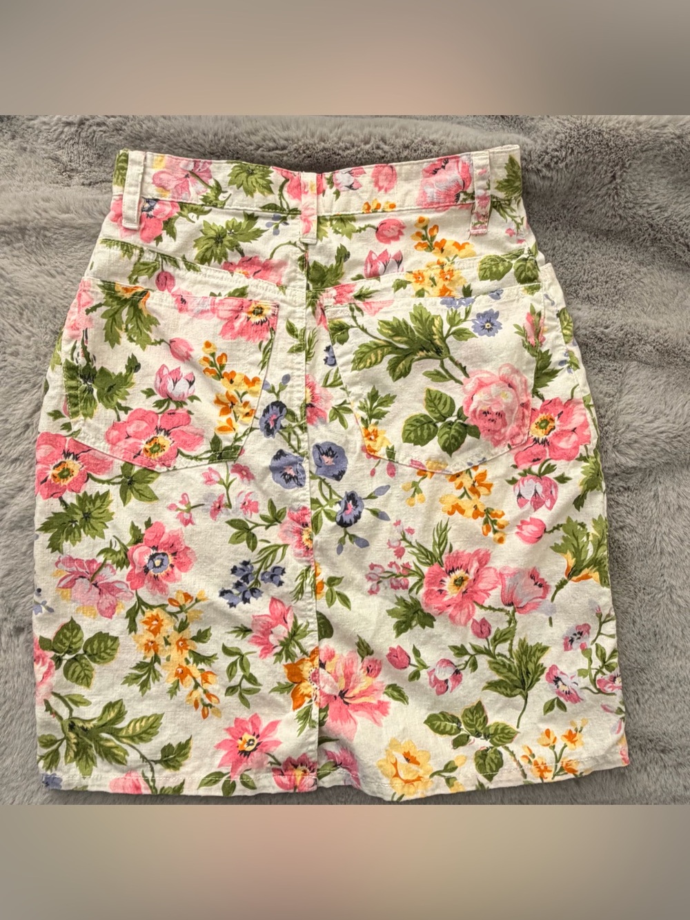 Esprit Floral Linen Cotton Skirt Vintage Botanical Skirt White Pink size 5/6 - Picture 6 of 12